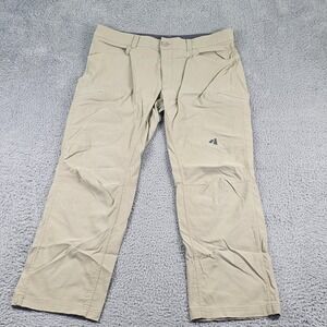 Eddie Bauer Pants Mens 38x30 Beige Nylon Stretch Lightweight Hiking Zip Pocket